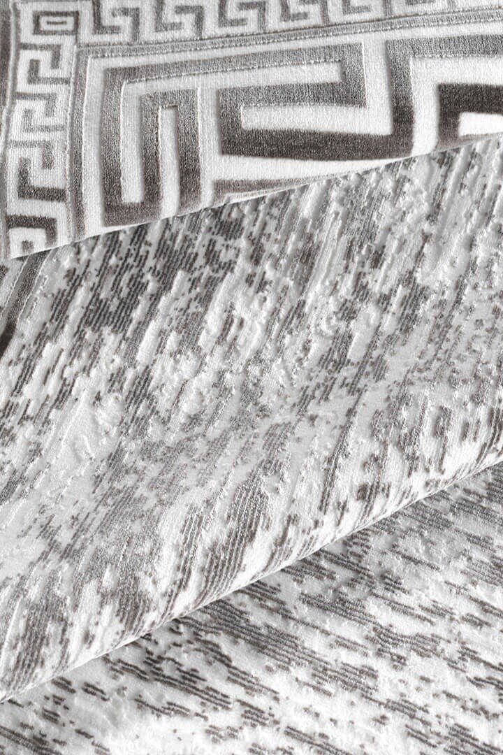 Hayal Yumuşak Kadife Doku Yıkanabilir Kaymaz Dört Mevsim Halı Hy01 Gri - 5