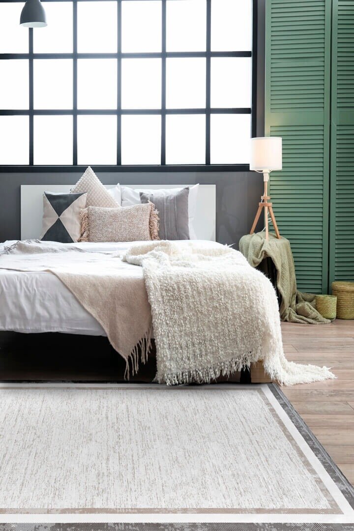 Hayal Yumuşak Kadife Doku Yıkanabilir Kaymaz Dört Mevsim Halı Hy02 Gri 