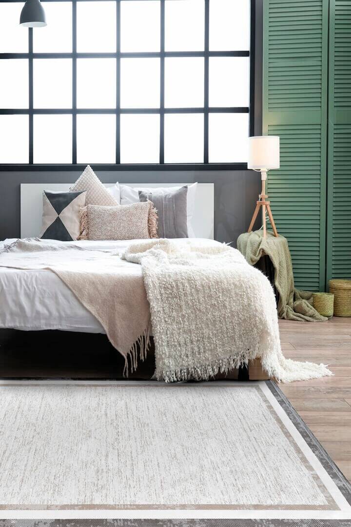 Hayal Yumuşak Kadife Doku Yıkanabilir Kaymaz Dört Mevsim Halı Hy02 Gri - 1