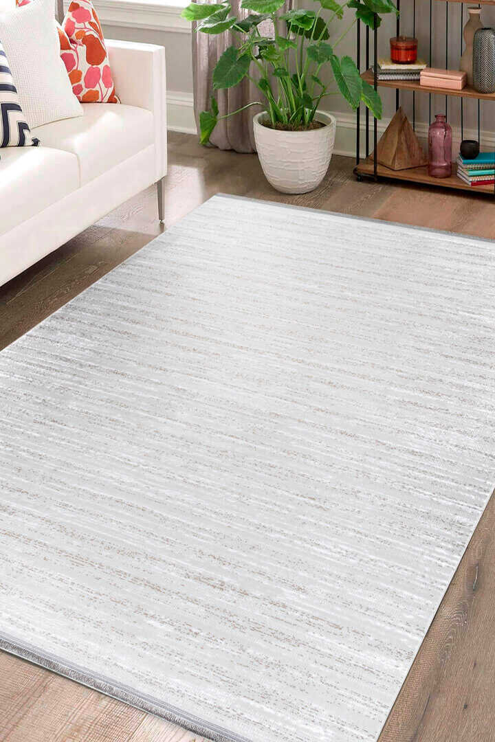 Hayal Yumuşak Kadife Doku Yıkanabilir Kaymaz Dört Mevsim Halı Hy06 Bej 