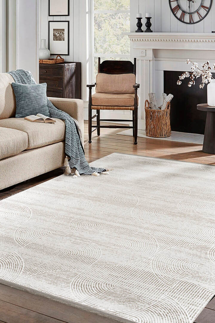 Hayal Yumuşak Kadife Doku Yıkanabilir Kaymaz Dört Mevsim Halı Hy07 Bej 