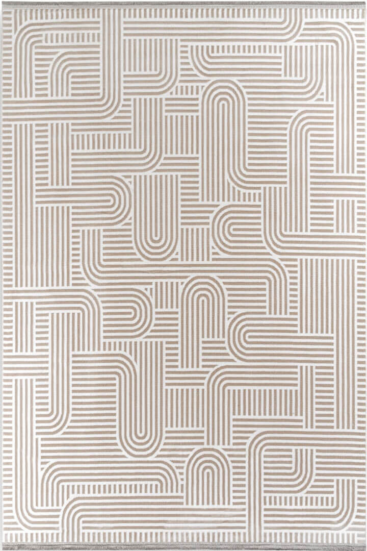 Hayal Yumuşak Kadife Doku Yıkanabilir Kaymaz Dört Mevsim Halı Hy08 Bej - 2