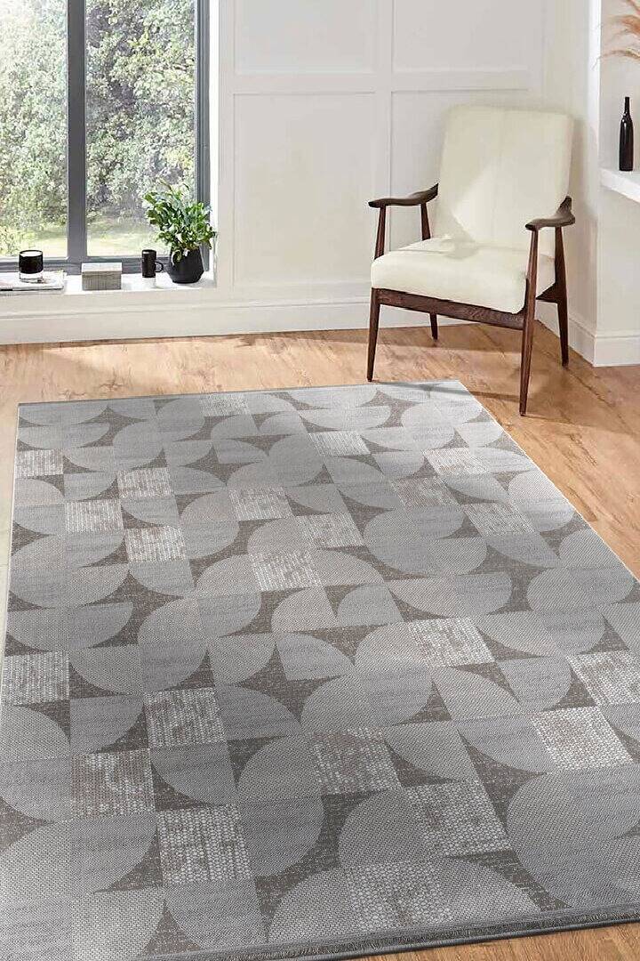 Hayal Yumuşak Kadife Doku Yıkanabilir Kaymaz Dört Mevsim Halı Hy10 Gri - 1