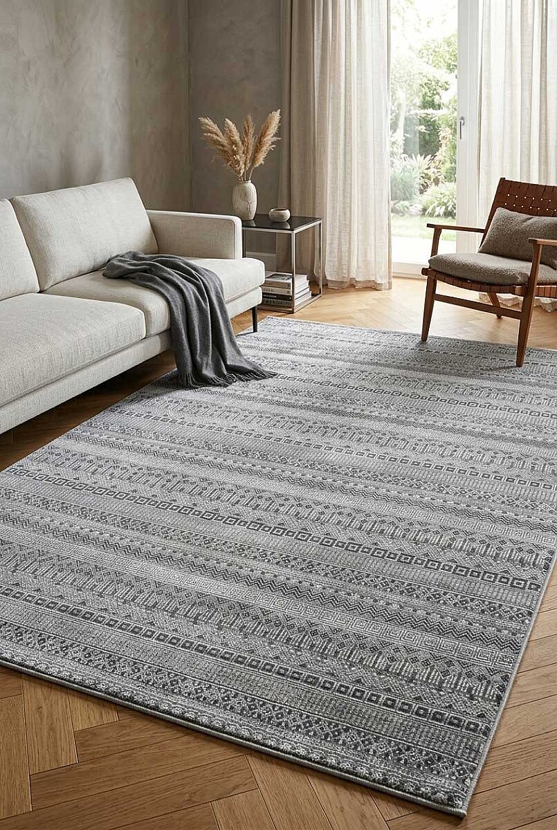 Hayal Yumuşak Kadife Doku Yıkanabilir Kaymaz Dört Mevsim Halı Hy15 Gri - Frenda