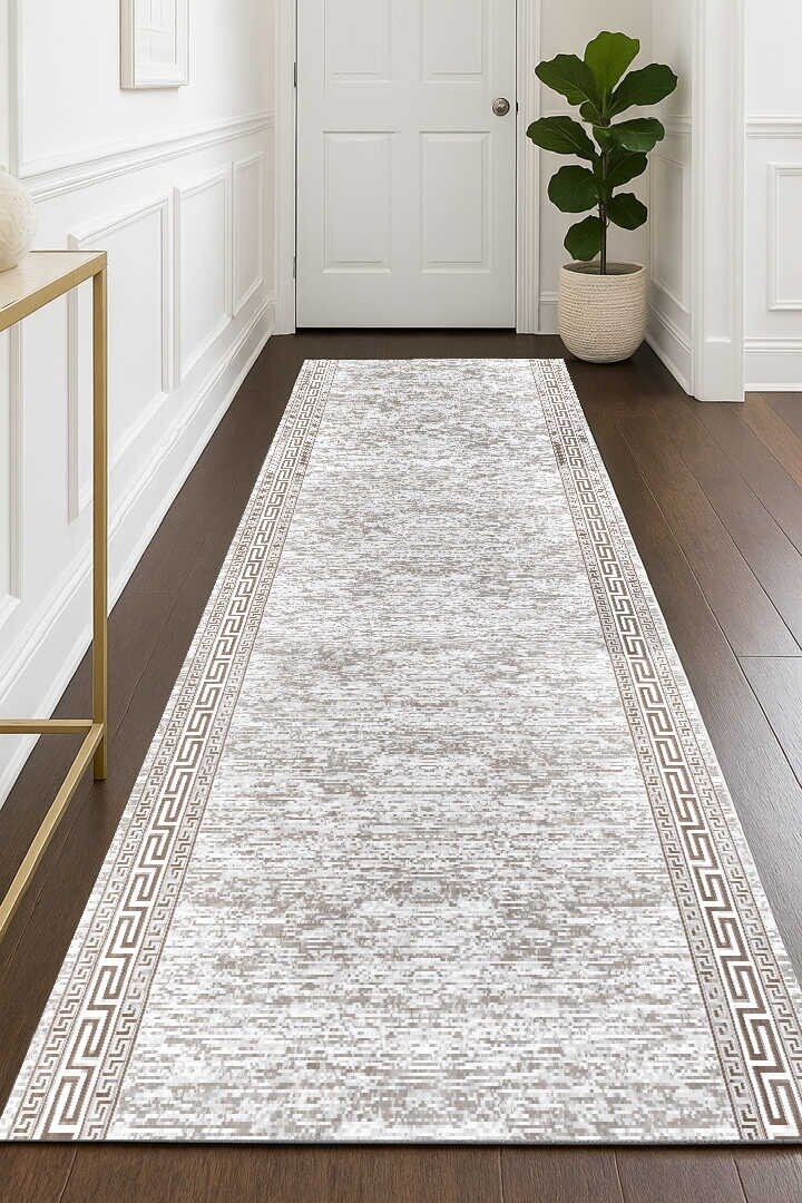 Hayal Yumuşak Kadife Doku Yıkanabilir Kaymaz Dört Mevsim Kişiye Özel Kesme Yolluk Halı Hy01 Bej 