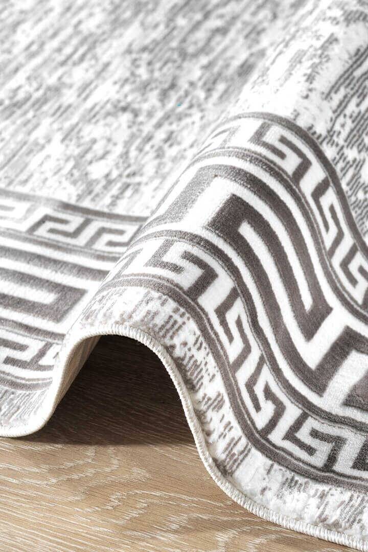 Hayal Yumuşak Kadife Doku Yıkanabilir Kaymaz Dört Mevsim Kişiye Özel Kesme Yolluk Halı Hy01 Gri - 5