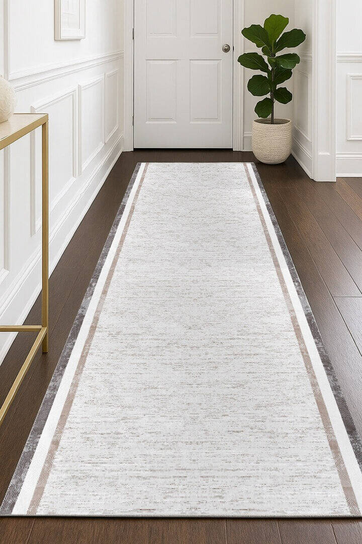 Hayal Yumuşak Kadife Doku Yıkanabilir Kaymaz Dört Mevsim Kişiye Özel Kesme Yolluk Halı Hy02 Gri - 1