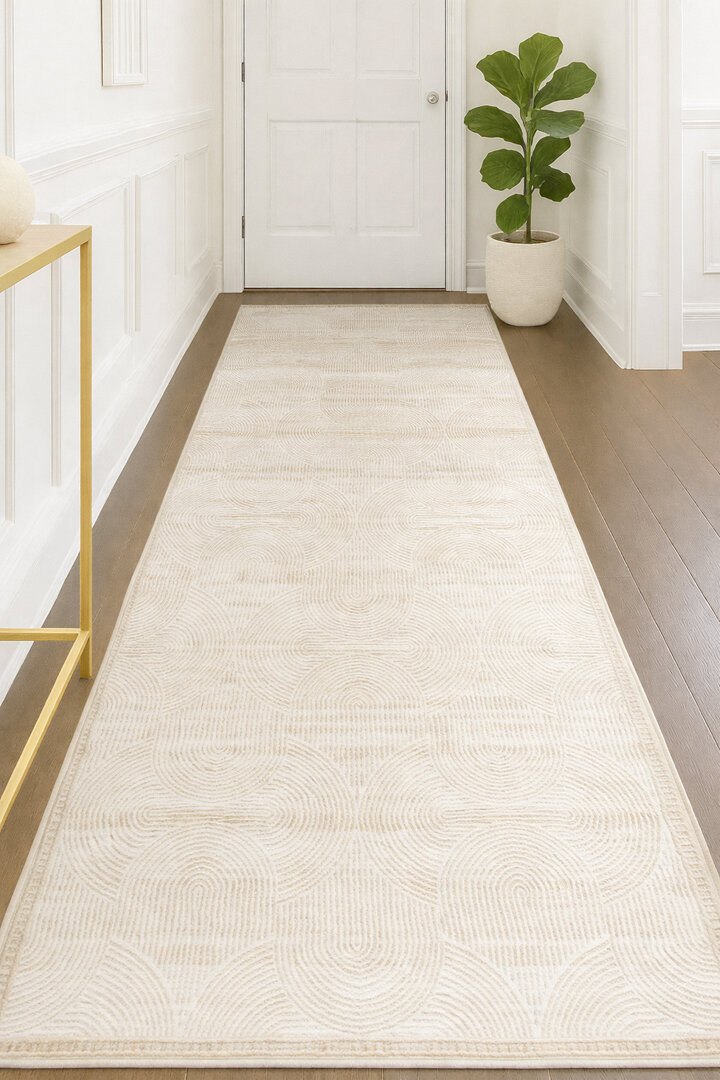 Hayal Yumuşak Kadife Doku Yıkanabilir Kaymaz Dört Mevsim Kişiye Özel Kesme Yolluk Halı Hy07 Bej 