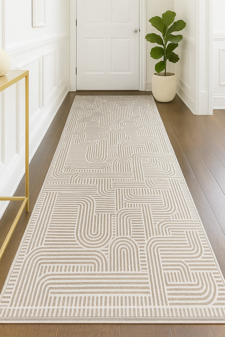 Hayal Yumuşak Kadife Doku Yıkanabilir Kaymaz Dört Mevsim Kişiye Özel Kesme Yolluk Halı Hy08 Bej 