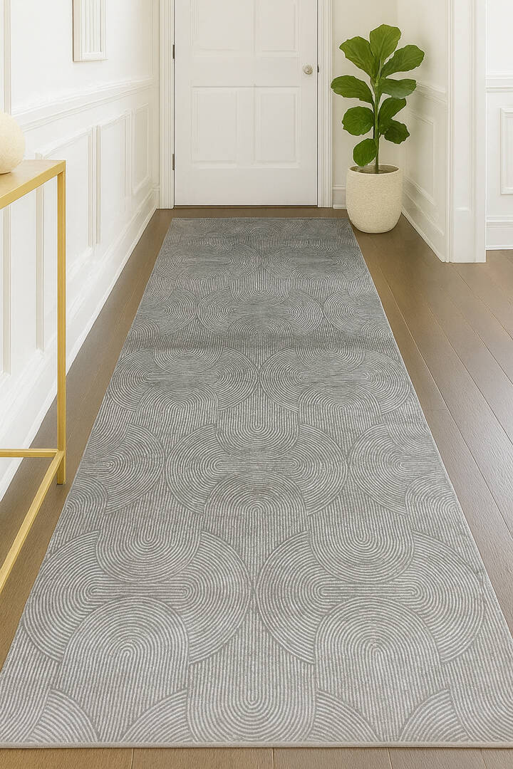 Hayal Yumuşak Kadife Doku Yıkanabilir Kaymaz Dört Mevsim Kişiye Özel Kesme Yolluk Halı Hy09 Gri - 1