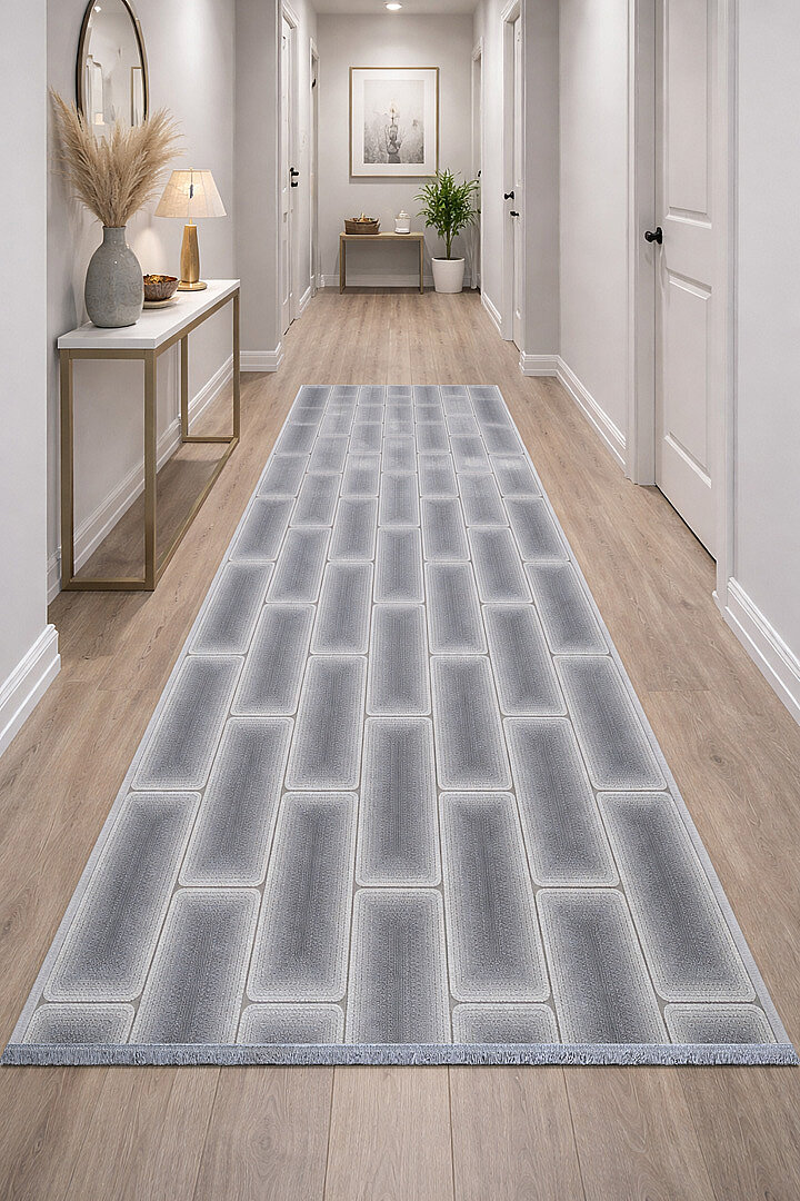 Hayal Yumuşak Kadife Doku Yıkanabilir Kaymaz Dört Mevsim Kişiye Özel Kesme Yolluk Halı Hy11 Gri 