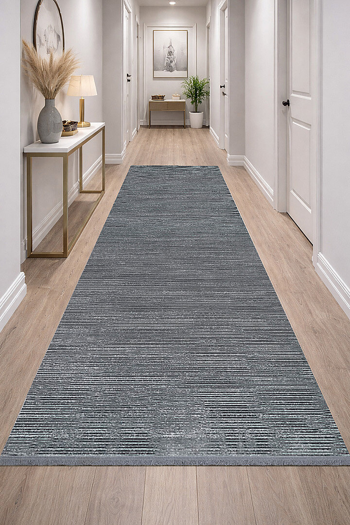 Hayal Yumuşak Kadife Doku Yıkanabilir Kaymaz Dört Mevsim Kişiye Özel Kesme Yolluk Halı Hy13 Gri 