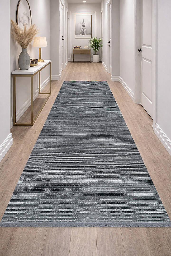 Hayal Yumuşak Kadife Doku Yıkanabilir Kaymaz Dört Mevsim Kişiye Özel Kesme Yolluk Halı Hy13 Gri - 1