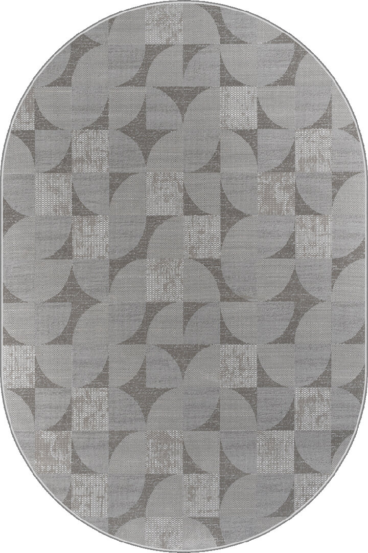 Hayal Yumuşak Kadife Doku Yıkanabilir Kaymaz Dört Mevsim Oval Halı Hy10 Gri - Frenda