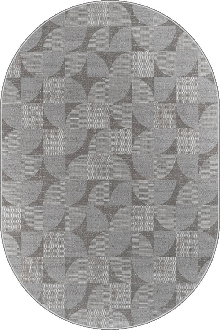 Hayal Yumuşak Kadife Doku Yıkanabilir Kaymaz Dört Mevsim Oval Halı Hy10 Gri - 1