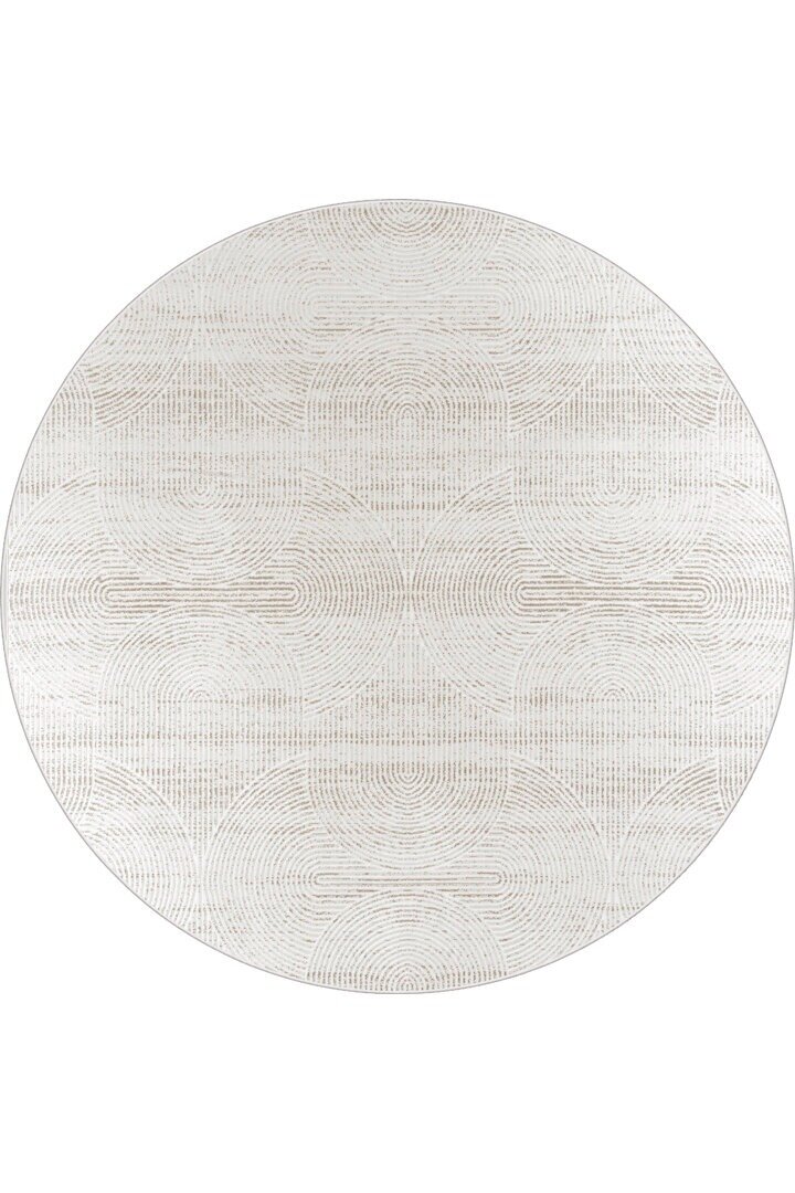 Hayal Yumuşak Kadife Doku Yıkanabilir Kaymaz Dört Mevsim Yuvarlak Halı Hy07 Bej 