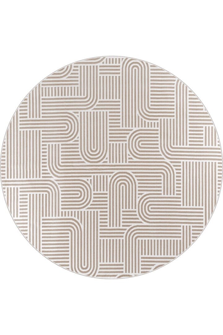 Hayal Yumuşak Kadife Doku Yıkanabilir Kaymaz Dört Mevsim Yuvarlak Halı Hy08 Bej 