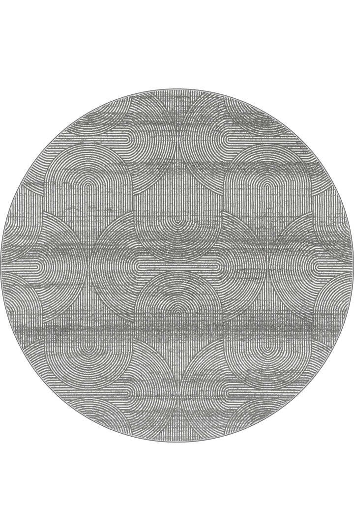 Hayal Yumuşak Kadife Doku Yıkanabilir Kaymaz Dört Mevsim Yuvarlak Halı Hy09 Gri - Frenda