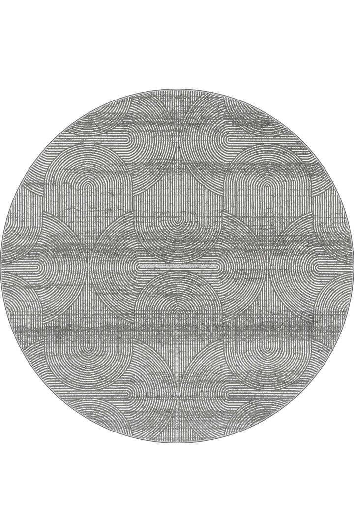 Hayal Yumuşak Kadife Doku Yıkanabilir Kaymaz Dört Mevsim Yuvarlak Halı Hy09 Gri - 1