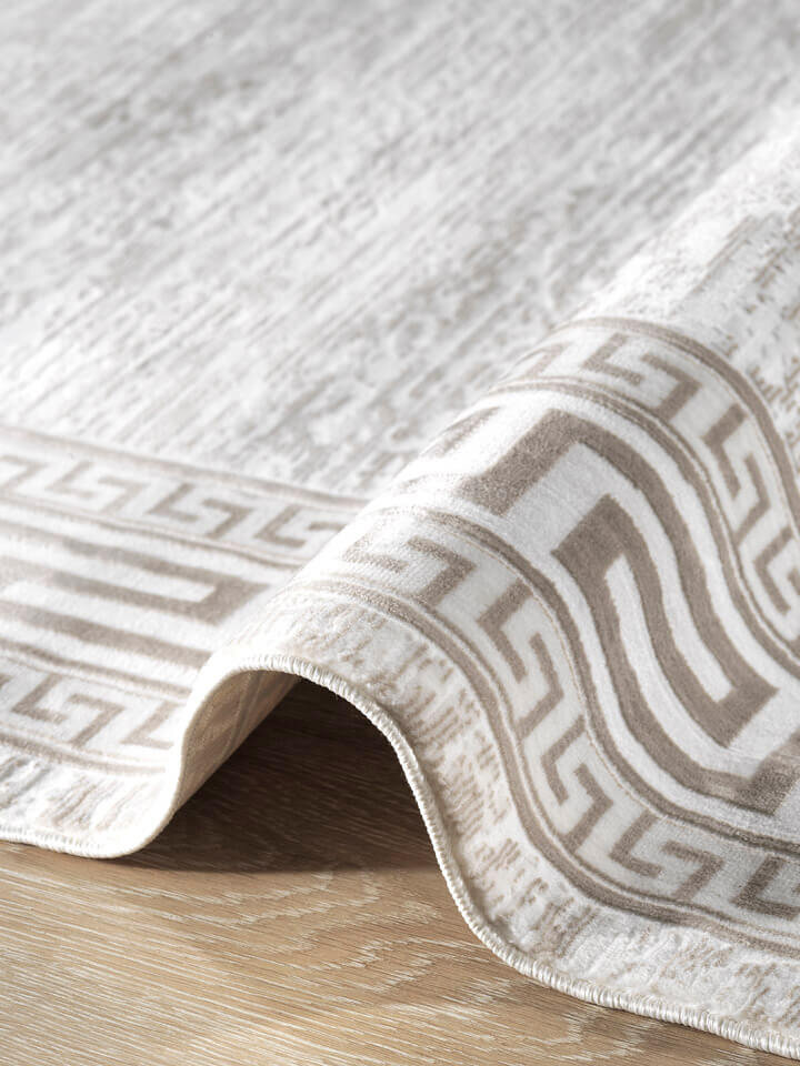 Hayal Yumuşak Kadife Dokulu Yıkanabilir Kaymaz Dört Mevsim Halı Hy01 Bej - 4