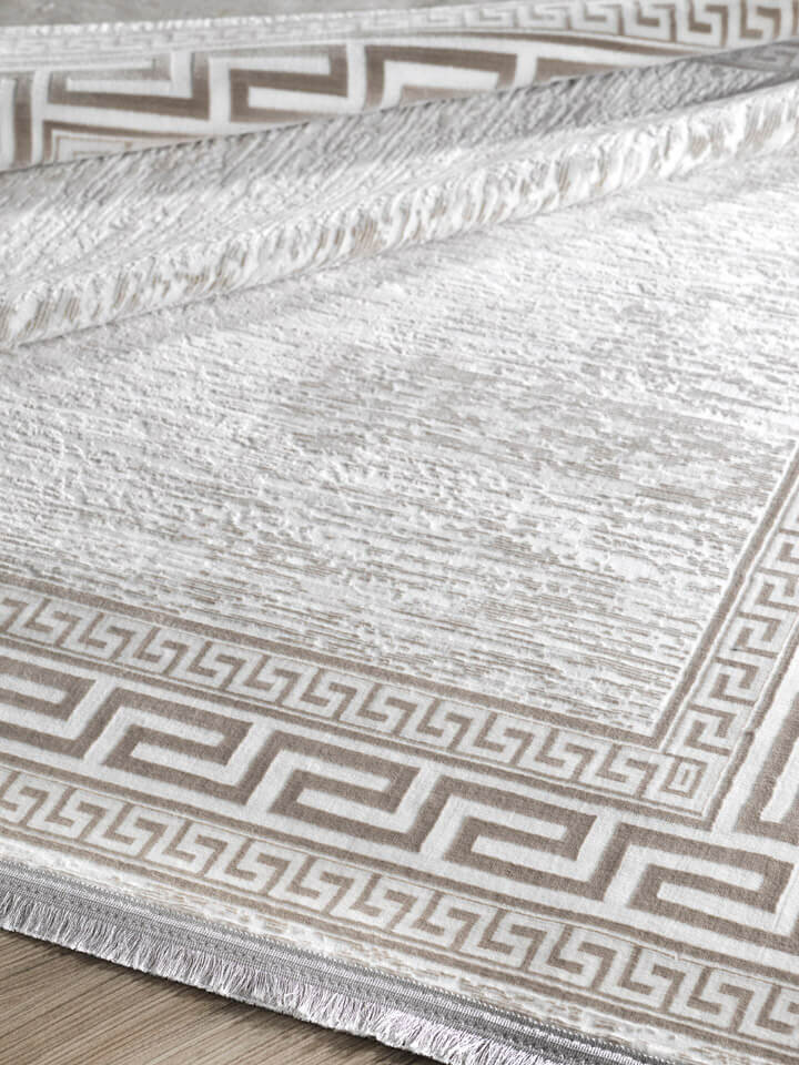 Hayal Yumuşak Kadife Dokulu Yıkanabilir Kaymaz Dört Mevsim Halı Hy01 Bej - 5