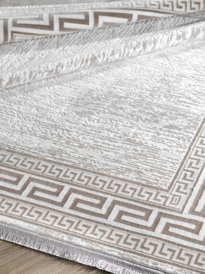 Hayal Yumuşak Kadife Dokulu Yıkanabilir Kaymaz Dört Mevsim Halı Hy01 Bej - 5