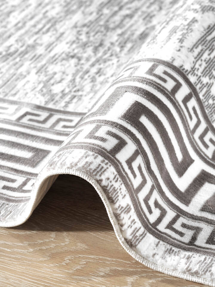 Hayal Yumuşak Kadife Dokulu Yıkanabilir Kaymaz Dört Mevsim Halı Hy01 Gri - 6