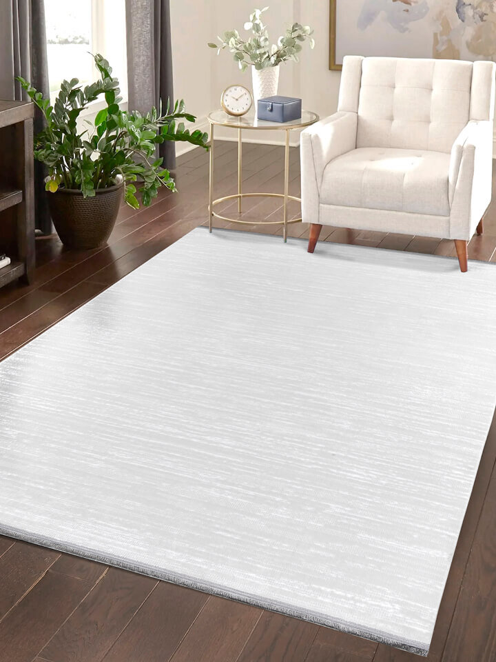 Hayal Yumuşak Kadife Dokulu Yıkanabilir Kaymaz Dört Mevsim Halı Hy05 Beyaz 