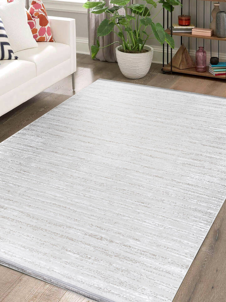 Hayal Yumuşak Kadife Dokulu Yıkanabilir Kaymaz Dört Mevsim Halı Hy06 Bej - 1