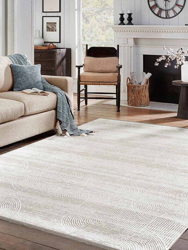 Hayal Yumuşak Kadife Dokulu Yıkanabilir Kaymaz Dört Mevsim Halı Hy07 Bej 