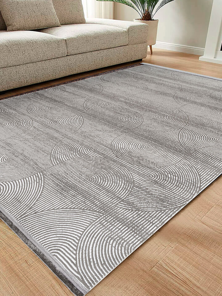 Hayal Yumuşak Kadife Dokulu Yıkanabilir Kaymaz Dört Mevsim Halı Hy09 Gri 