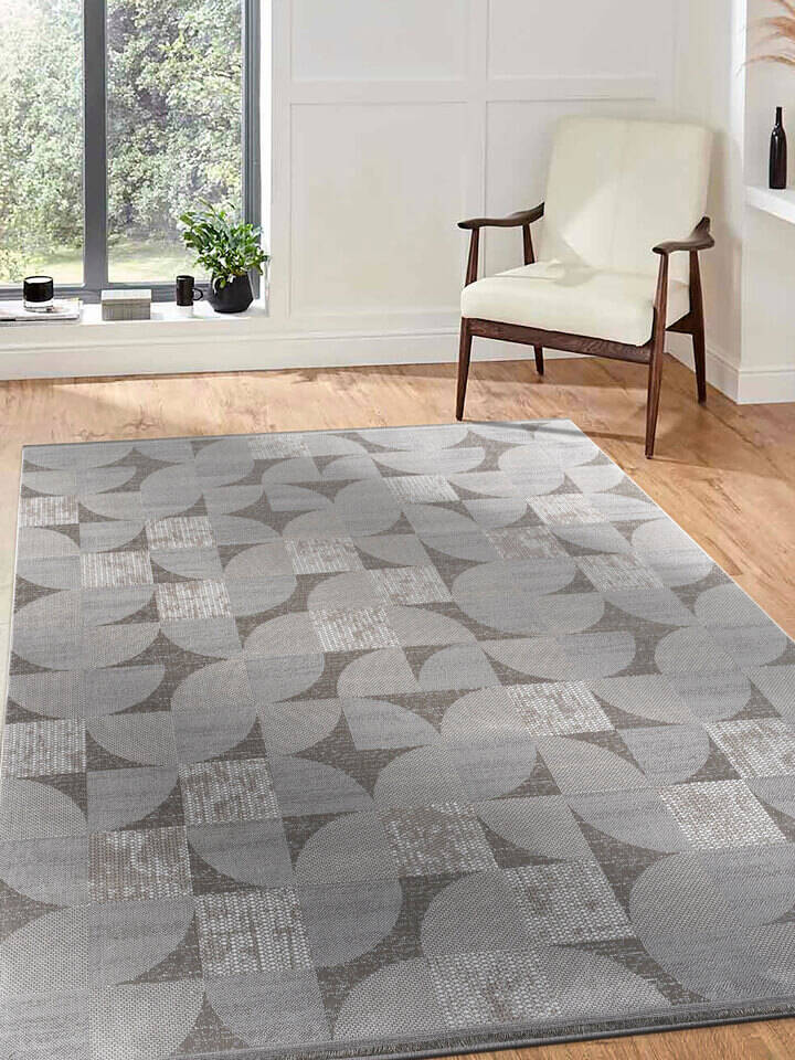 Hayal Yumuşak Kadife Dokulu Yıkanabilir Kaymaz Dört Mevsim Halı Hy10 Gri - 1