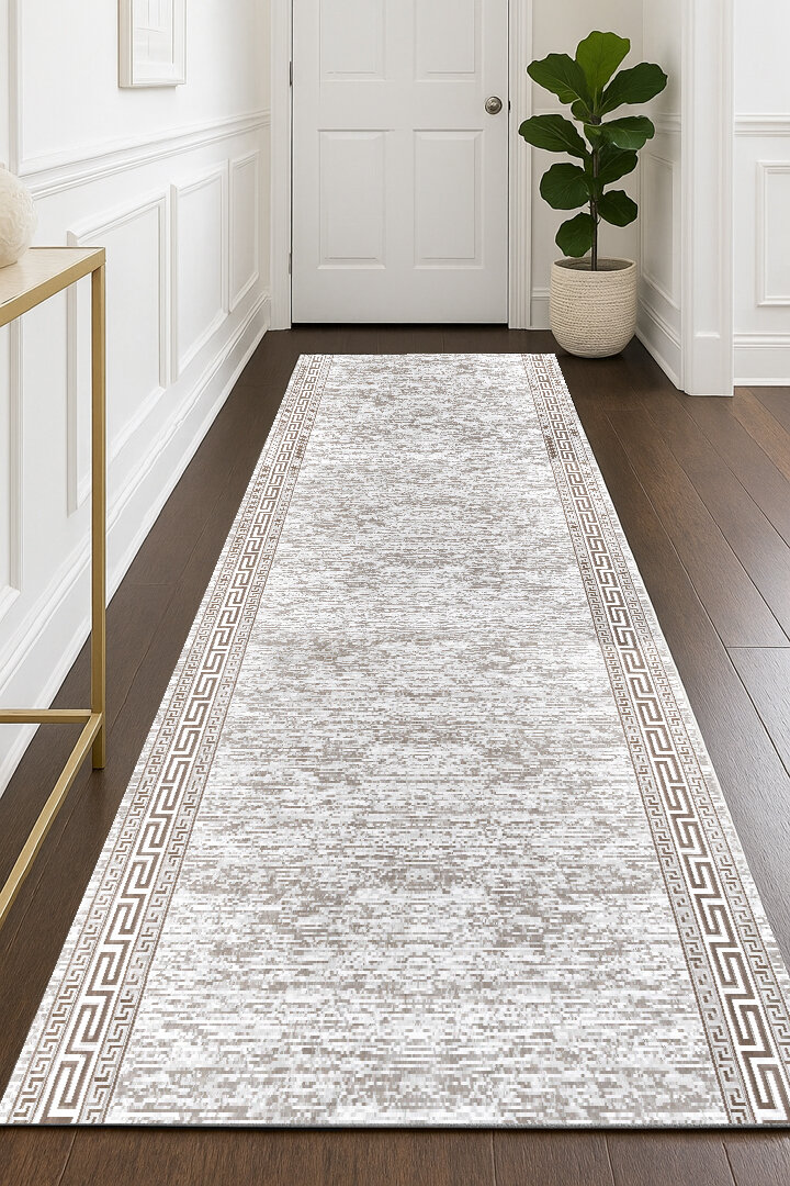 Hayal Yumuşak Kadife Dokulu Yıkanabilir Kaymaz Dört Mevsim Kişiye Özel Yolluk Halı Hy01 Kesme Bej - Frenda