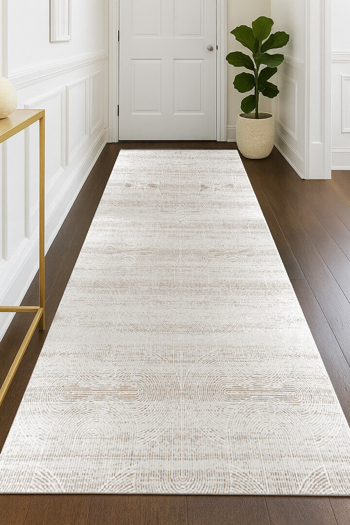 Hayal Yumuşak Kadife Dokulu Yıkanabilir Kaymaz Dört Mevsim Kişiye Özel Yolluk Halı Hy07 Kesme Bej - Frenda