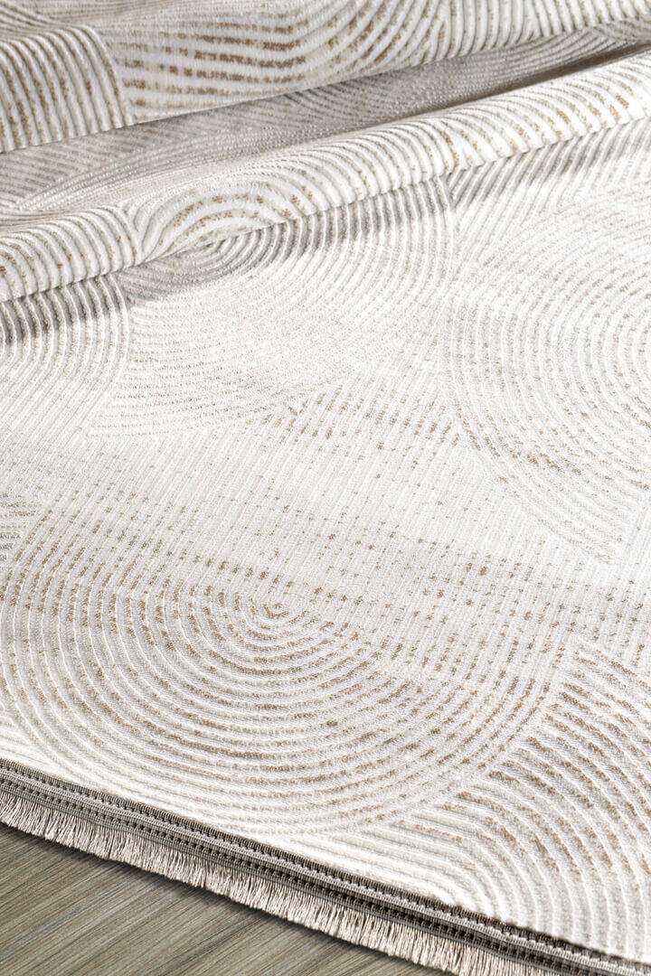 Hayal Yumuşak Kadife Dokulu Yıkanabilir Kaymaz Dört Mevsim Yuvarlak Halı Hy07 Bej - 2