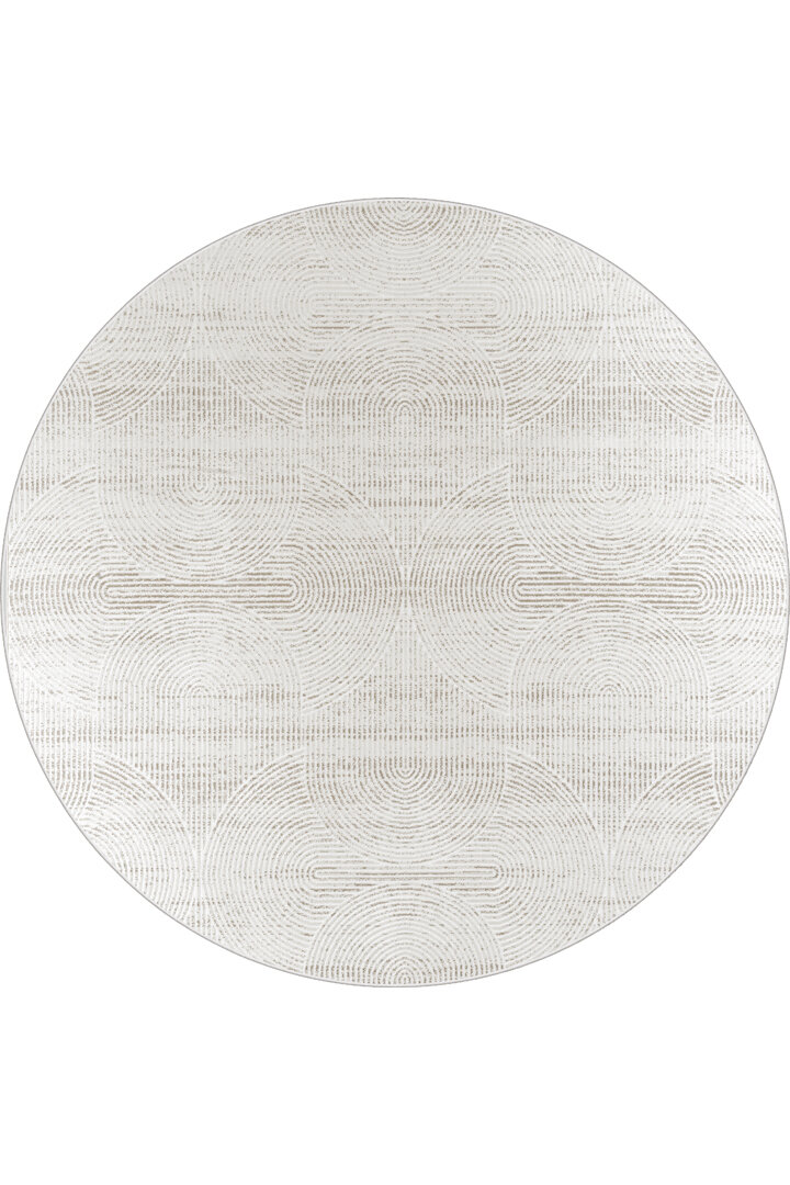 Hayal Yumuşak Kadife Dokulu Yıkanabilir Kaymaz Dört Mevsim Yuvarlak Halı Hy07 Bej - Frenda