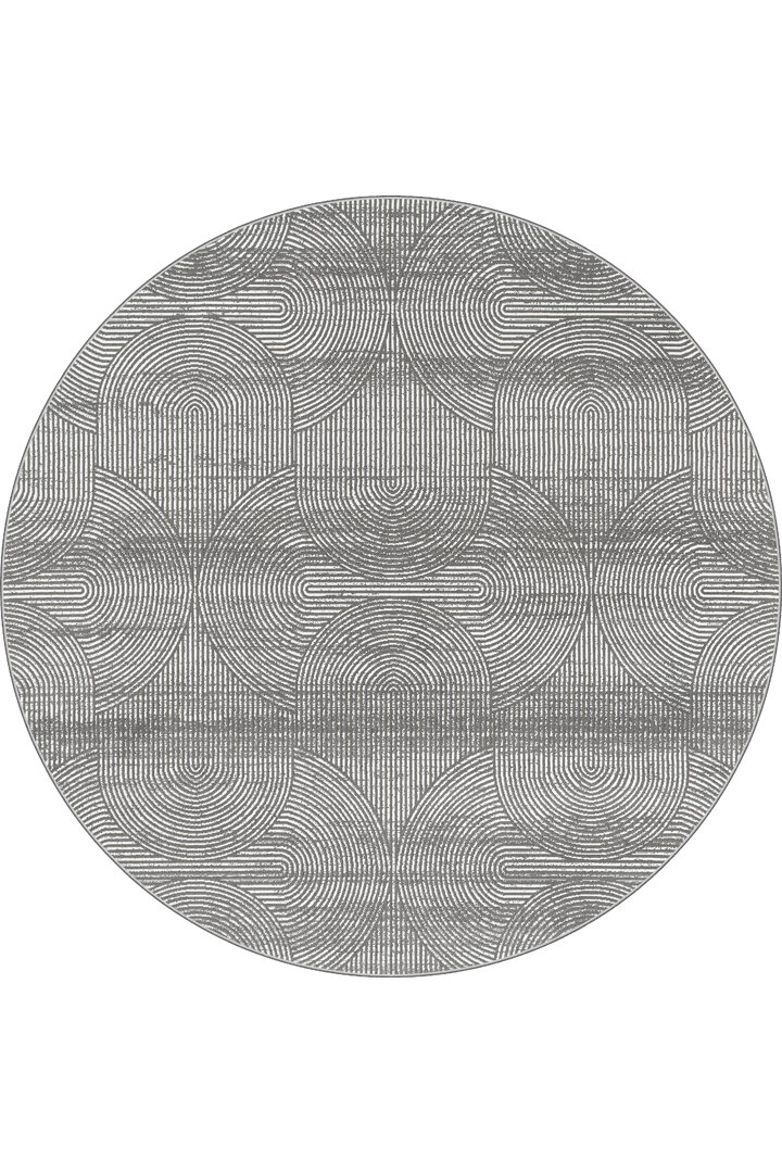 Hayal Yumuşak Kadife Dokulu Yıkanabilir Kaymaz Dört Mevsim Yuvarlak Halı Hy09 Gri - Frenda