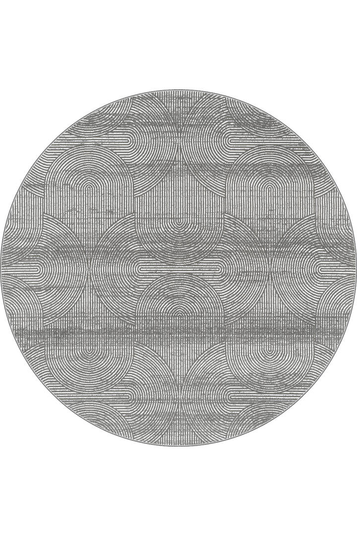 Hayal Yumuşak Kadife Dokulu Yıkanabilir Kaymaz Dört Mevsim Yuvarlak Halı Hy09 Gri - 1