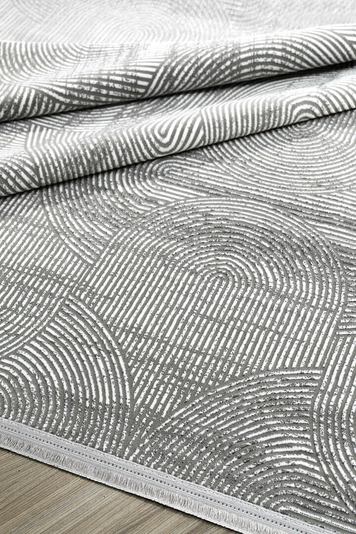 Hayal Yumuşak Kadife Dokulu Yıkanabilir Kaymaz Dört Mevsim Yuvarlak Halı Hy09 Gri - Frenda (1)