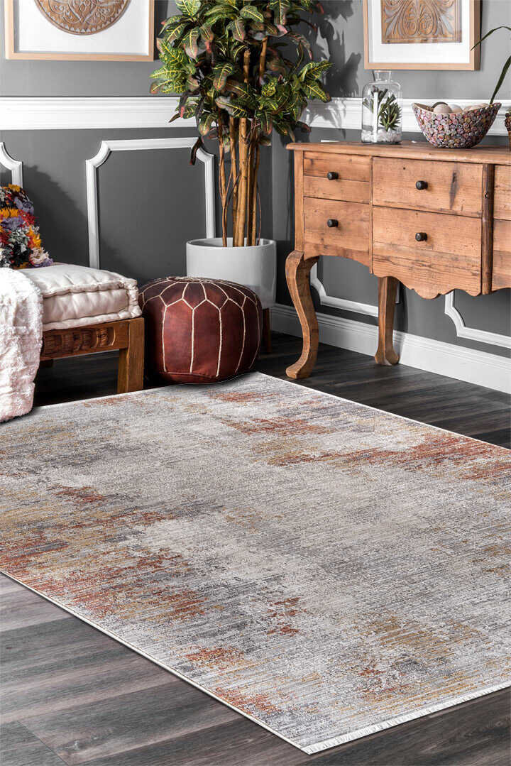 Indiana Abstract Desenli Vintage Eskitme Görünümlü Modern Halı In01 Multi - Frenda