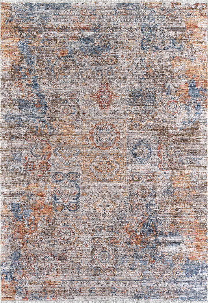Indiana Etnik Desenli Vintage Eskitme Görünümlü Modern Halı In06 Multi - Frenda (1)
