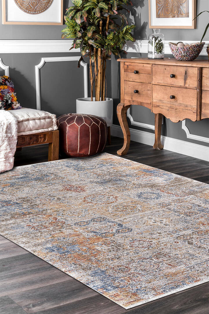 Indiana Etnik Desenli Vintage Görünümlü Modern Halı In06 Multi - 1