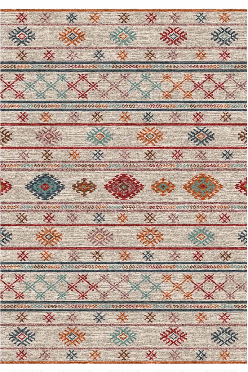 İskandinav Desen Kaymaz Deri Taban Yıkanabilir Dijital Baskılı Halı - Frenda