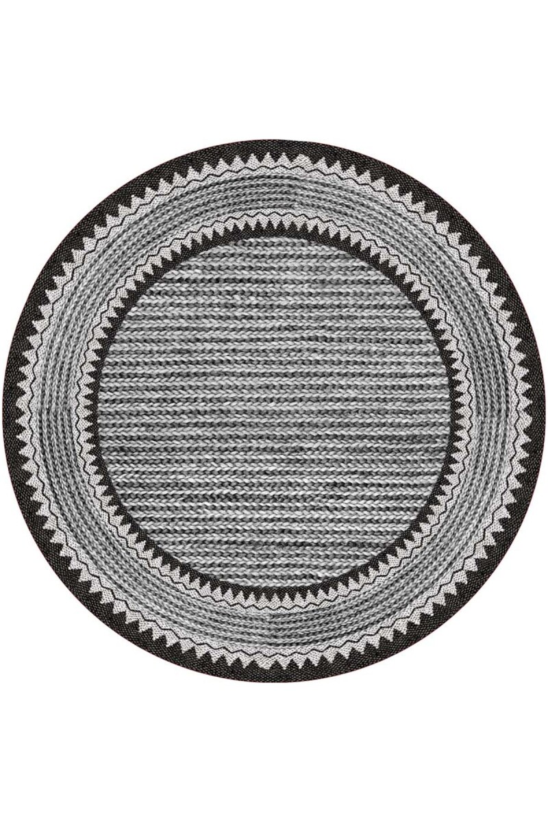 İskandinav Desen Pamuk Taban Dijital Baskılı Dekoratif Yuvarlak Halı Gri 