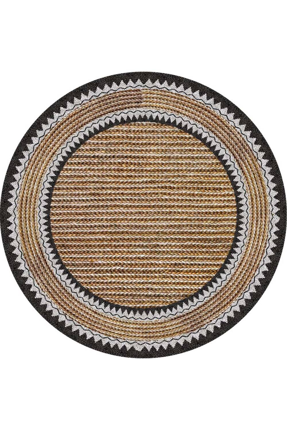 İskandinav Desen Pamuk Taban Dijital Baskılı Dekoratif Yuvarlak Halı Vizon - 1