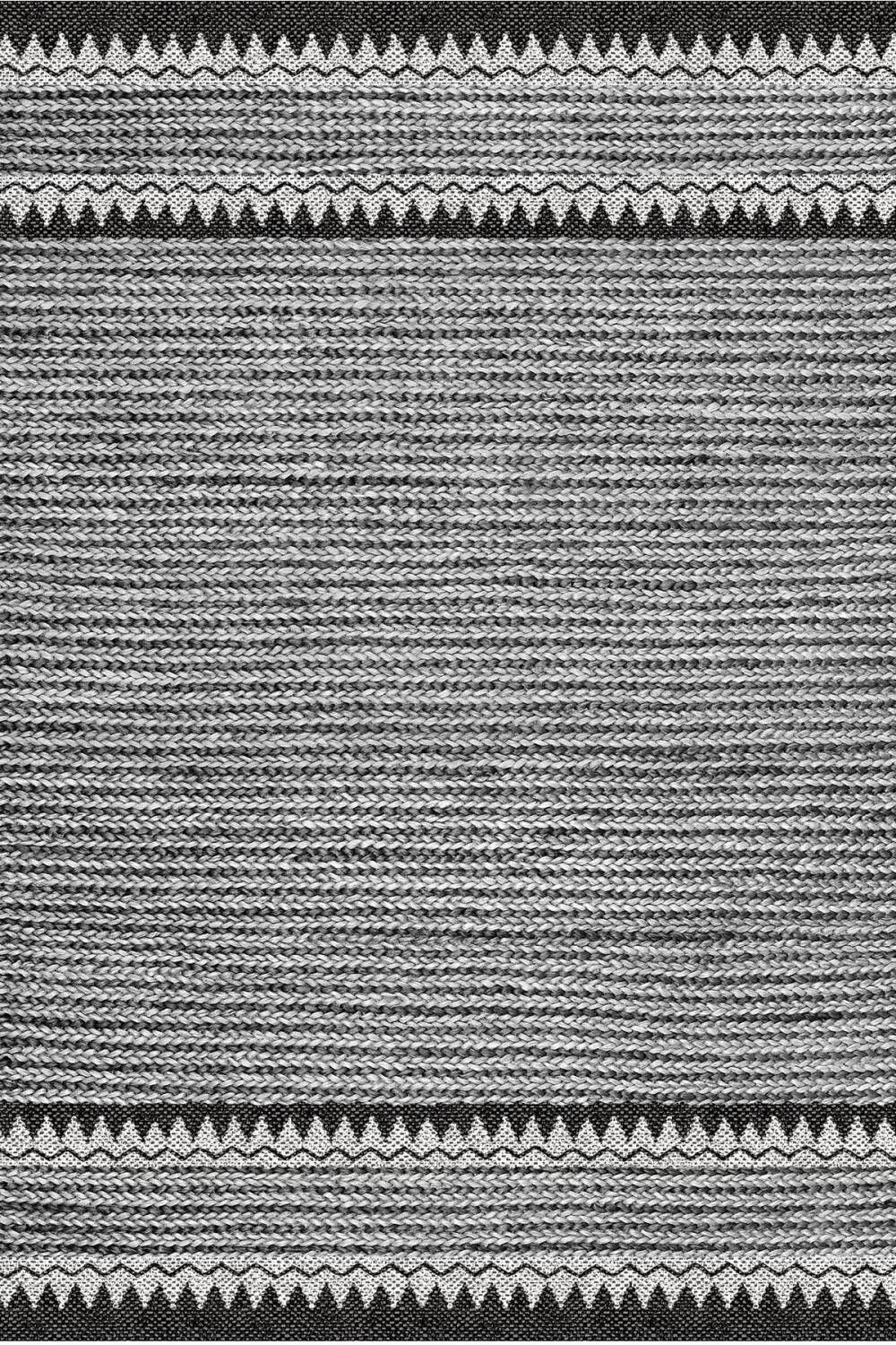 İskandinav Desen Şönil Pamuk Taban Dijital Baskılı Dekoratif Halı Gri - 1