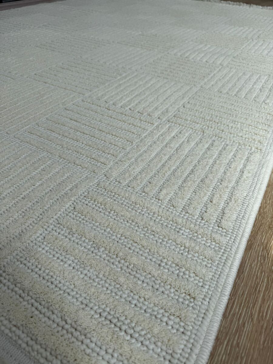 İskandinav Desenli Modern Krem Makina Halısı Lupi LP01 - 2