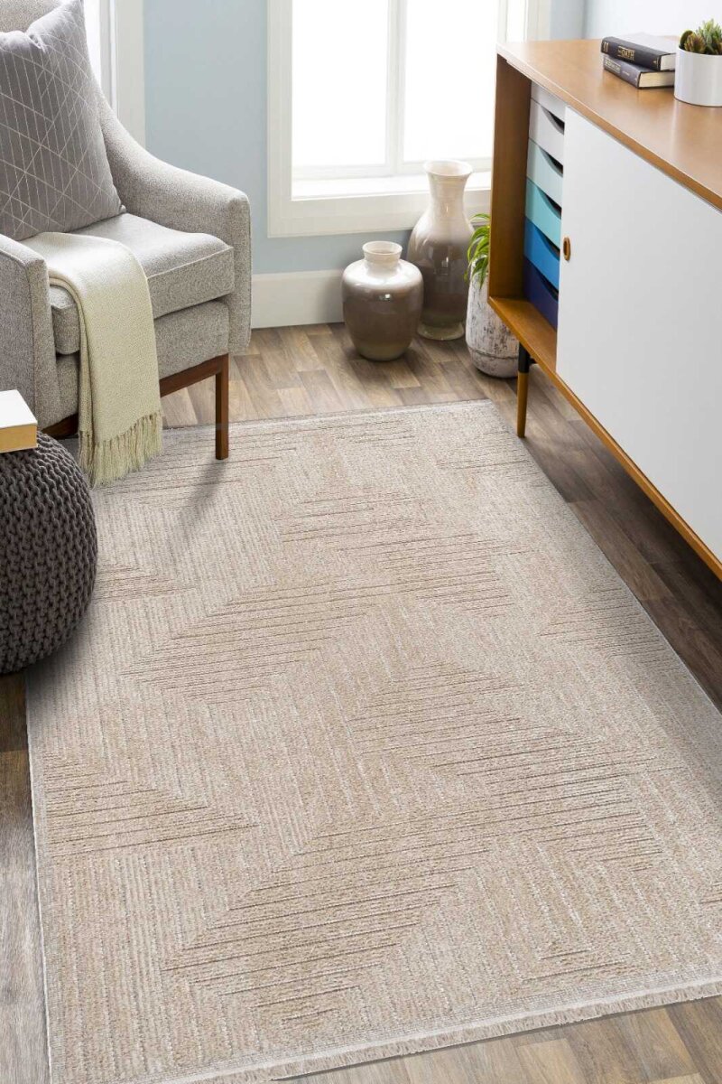 İskandinav Desenli Modern Bej Makina Halısı Lupi LP06 - 5