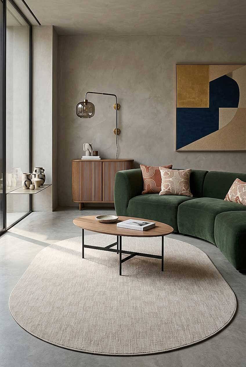 Kaymaz Yıkanabilir Doğal Dokulu Bej Dekoratif Sisal Oval Halı Siesta 1507 - 1
