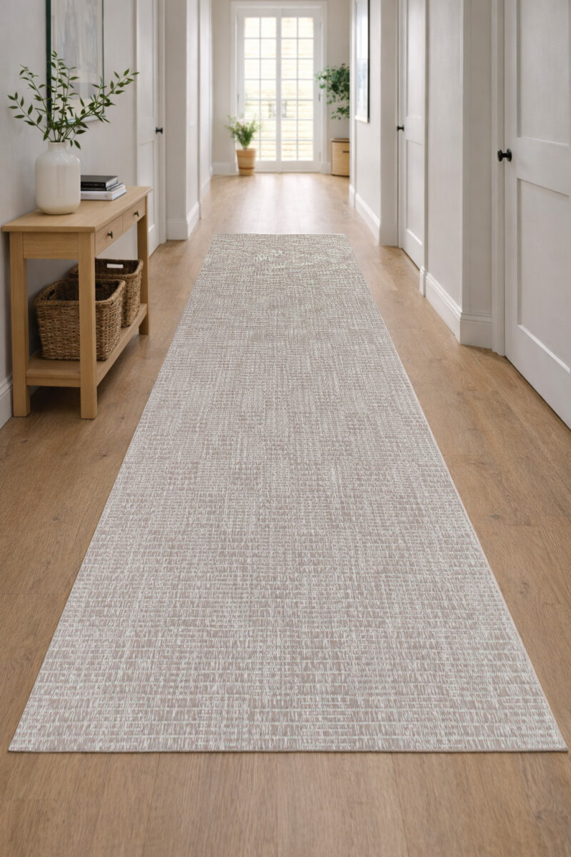 Kaymaz Yıkanabilir Doğal Dokulu Bej Dekoratif Sisal Yolluk Özel Ölçü Kesme Halı Siesta 1507 